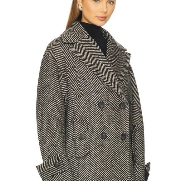 NWT Free People Ari Herringbone Peacoat - Picture 3 of 12